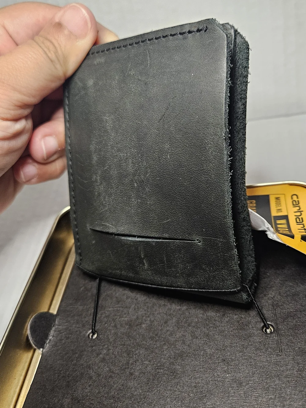 Carhartt Black Top-Grain Leather Bifold Card Wallet
